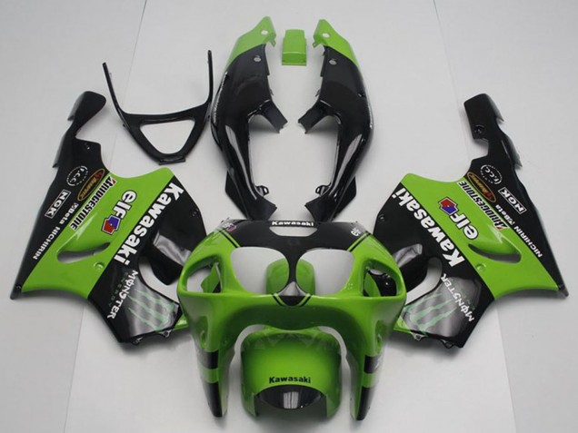 1996-2003 Kawasaki ZX7R Motorcycle Fairings - Green Glossy Black Monster Elf
