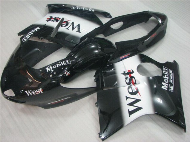 1996-2007 Honda CBR1100XX Blackbird Motorcycle Fairings - Glossy Black White West