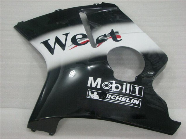 1996-2007 Honda CBR1100XX Blackbird Motorcycle Fairings - Glossy Black White West