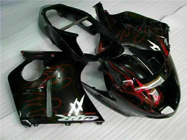 1996-2007 Honda CBR1100XX Blackbird Abs Motorcycle Fairing - Glossy Black Red Flame
