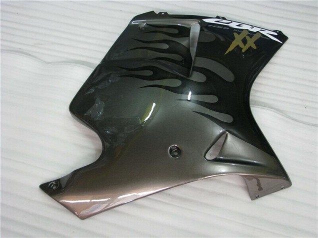 1996-2007 Honda CBR1100XX Blackbird Motorcycle Fairings - Glossy Black Silver Flame