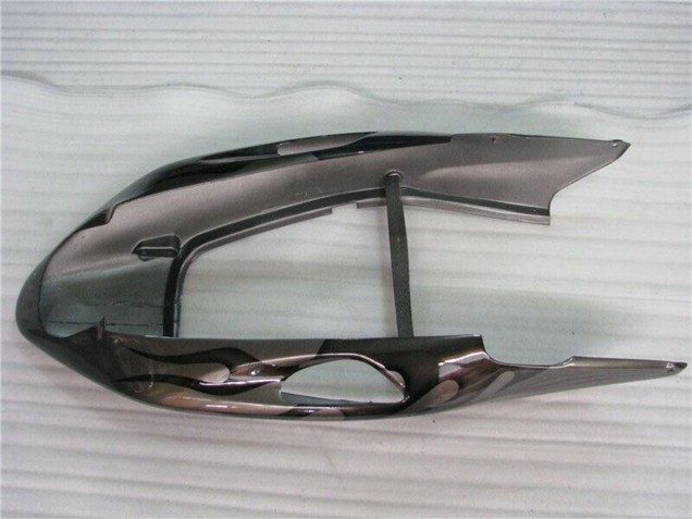1996-2007 Honda CBR1100XX Blackbird Motorcycle Fairings - Glossy Black Silver Flame