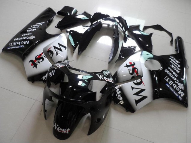 2000-2001 Kawasaki ZX12R Motorcycle Fairings - Glossy Black White West