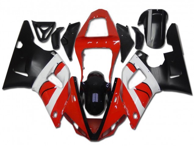 2000-2001 Yamaha YZF R1 Motorcycle Fairing - Red White Glossy Black