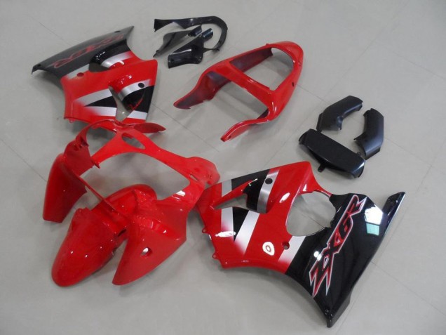 2000-2002 Kawasaki ZX6R Motorcycle Fairings - Red Silver Glossy Black OEM Style