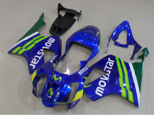 2000-2006 Honda VTR1000 Motorcycle Fairings - Blue Green White MoviStar
