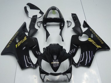 2001-2003 Honda CBR600 F4i Motorcycle Fairings - Glossy Black Gold Decals