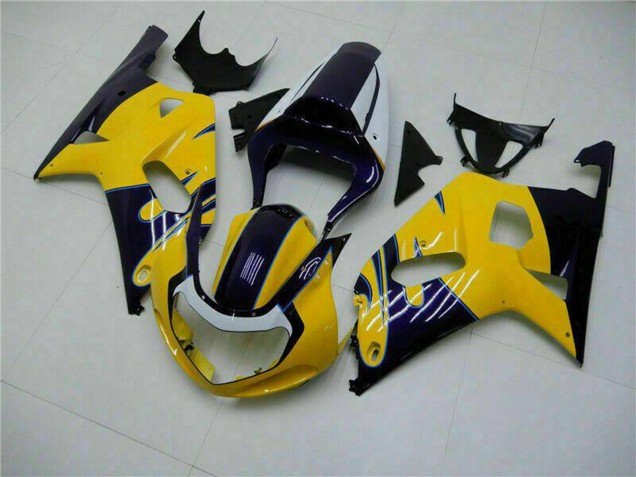 2001-2003 Suzuki GSXR 600/750 Motorcycle Fairings - Yellow Dark Blue Glossy Black