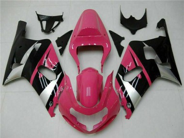 2001-2003 Suzuki GSXR 600/750 Motorcycle Fairings - Pink Silver Glossy Black