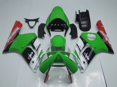 2003-2004 Kawasaki ZX6R Motorcycle Fairings - Green White Black Red Motocard