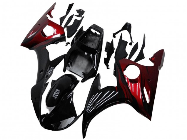 2003-2004 Yamaha YZF R6 Motorcycle Fairing Kits - Glossy Black Red