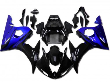 2003-2004 Yamaha YZF R6 Motorcycle Fairing Kits - Blue Glossy Black