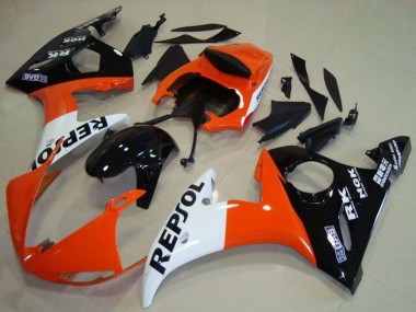 2003-2004 Yamaha YZF R6 Motorcycle Fairing - Orange White Glossy Black Repsol