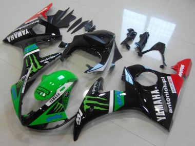 2003-2004 Yamaha YZF R6 Motorcycle Fairings - Glossy Black Red Green Monster Motul
