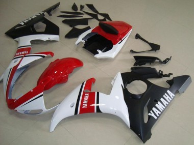 2003-2004 Yamaha YZF R6 Motorcycle Fairings - White Red Matte Black