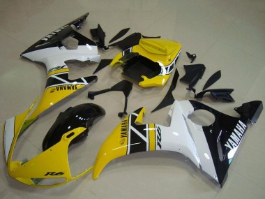 2003-2004 Yamaha YZF R6 Motorcycle Fairings - Yellow White Glossy Black Anniversary