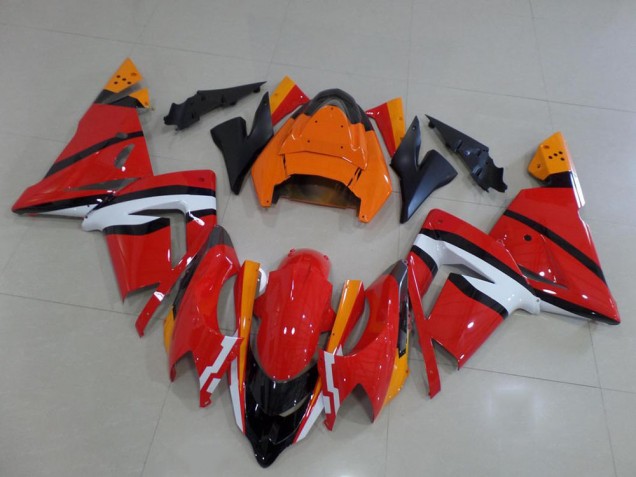 2004-2005 Kawasaki ZX10R Motorcycle Fairings - Orange Black and White