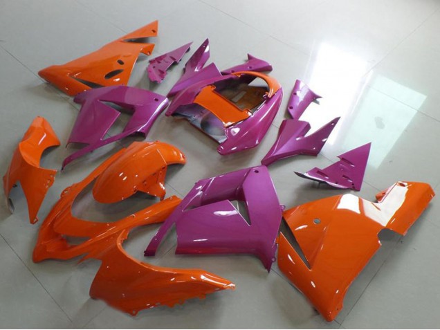 2004-2005 Kawasaki ZX10R Motorcycle Fairings - Orange and Pink
