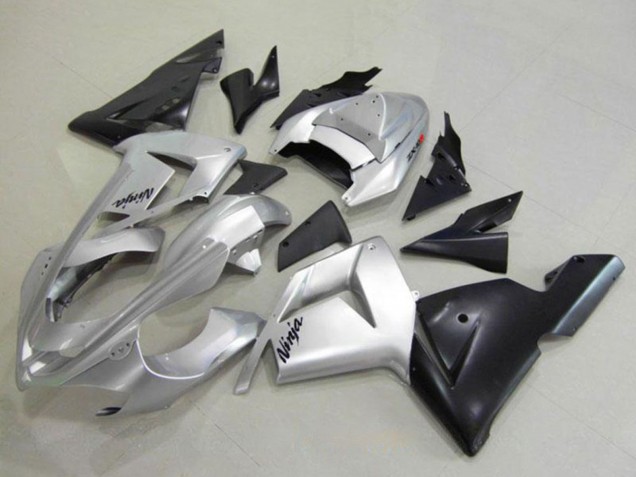 2004-2005 Kawasaki ZX10R Motorcycle Fairing - Silver Black Ninja