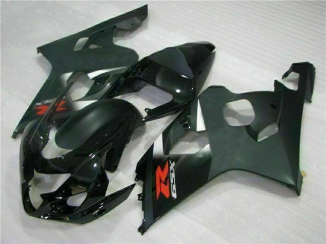 2004-2005 Suzuki GSXR 600/750 Motorcycle Fairings - Glossy Black Matte Black Red Decal