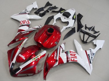 2004-2006 Yamaha YZF R1 Motorcycle Fairings - White Red Fiat Motul