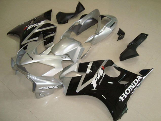2004-2007 Honda CBR600 F4i Motorcycle Fairing - Silver Glossy Black