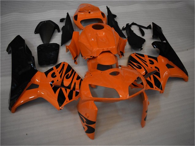 2005-2006 Honda CBR600RR Motorcycle Fairing - Orange Black Flame
