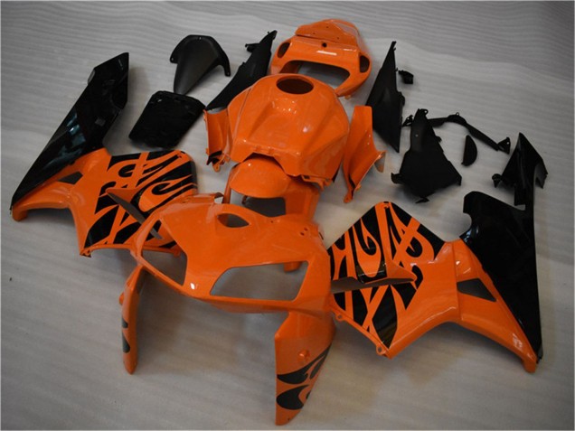 2005-2006 Honda CBR600RR Motorcycle Fairing - Orange Black Flame