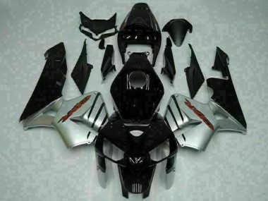 2005-2006 Honda CBR600RR Motorcycle Fairings - Glossy Black Silver