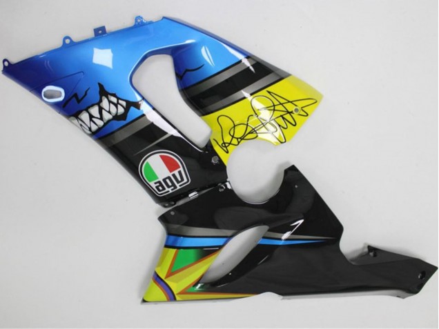 2005-2006 Kawasaki ZX6R Motorcycle Fairings - Blue Yellow Black Shark