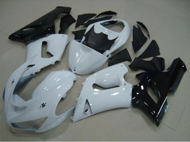 2005-2006 Kawasaki ZX6R Motorcycle Fairing - White Black