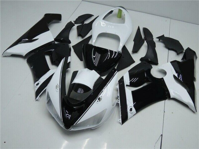 2005-2006 Kawasaki ZX6R Motorcycle Fairings - White Glossy Black