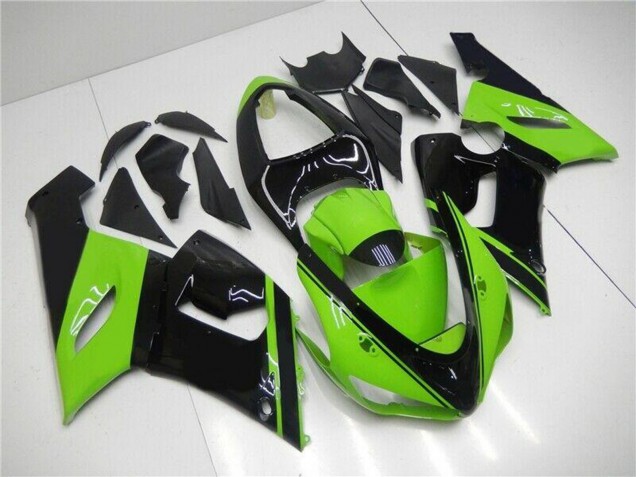 2005-2006 Kawasaki ZX6R Motorcycle Fairing - Green Glossy Black