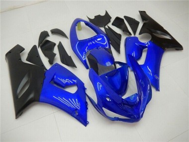 2005-2006 Kawasaki ZX6R Motorcycle Fairings - Blue Matte Black