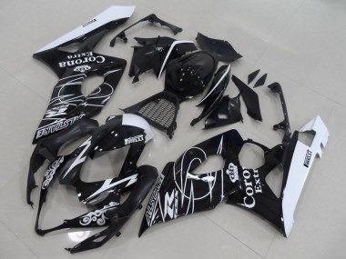2005-2006 Suzuki GSXR 1000 Motorcycle Fairings - Glossy Black White Corona