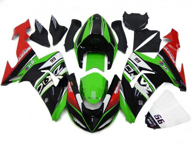2006-2007 Kawasaki ZX10R Motorcycle Fairings - Green White Red Black 66