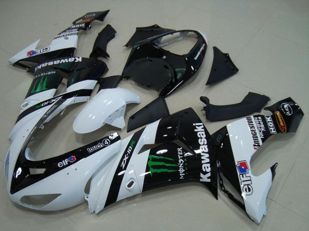 2006-2007 Kawasaki ZX10R Motorcycle Fairings - White Glossy Black Green Elf Monster