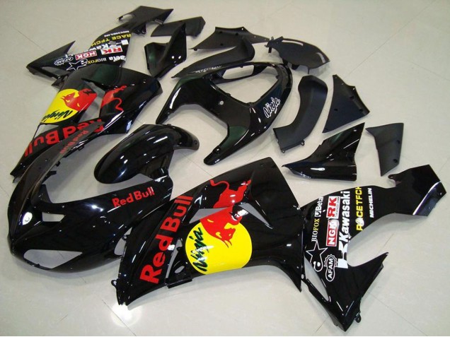 2006-2007 Kawasaki ZX10R Motorcycle Fairings - Glossy Black Yellow Red Bull