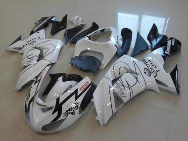 2006-2007 Kawasaki ZX10R Motorcycle Fairings - White Black Red Motul Corona Extra