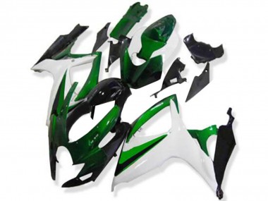 2006-2007 Suzuki GSXR 600/750 Motorcycle Fairings - White Green Glossy Black