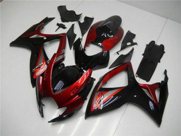 2006-2007 Suzuki GSXR 600/750 Motorcycle Fairing - Red Glossy Black