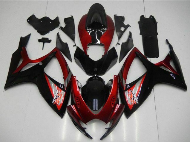 2006-2007 Suzuki GSXR 600/750 Motorcycle Fairing - Red Glossy Black