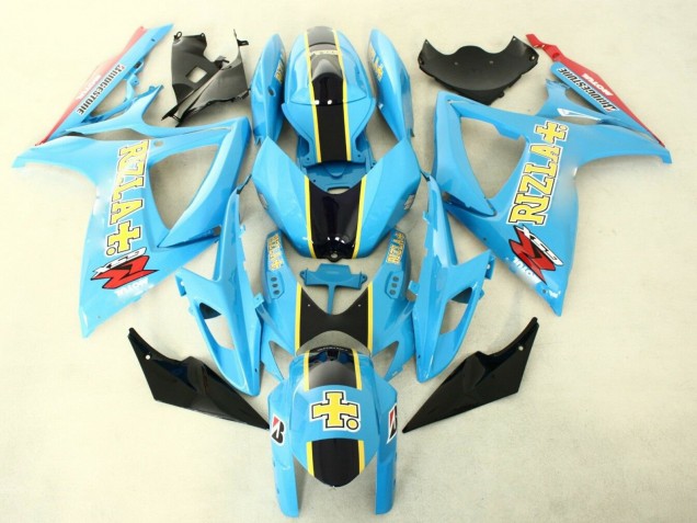 2006-2007 Suzuki GSXR 600/750 Motorcycle Fairings - Light Blue Black Yellow Rizla