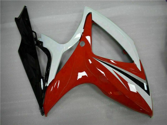 2006-2007 Suzuki GSXR 600/750 Motorcycle Fairings - White Red Glossy Black Stripe