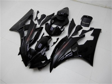 2006-2007 Yamaha YZF R6 Motorcycle Fairing Kits - Glossy Black Matte Black