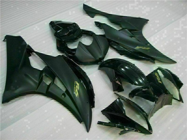 2006-2007 Yamaha YZF R6 Motorcycle Fairings - Glossy Black Matte Black Gold Decals
