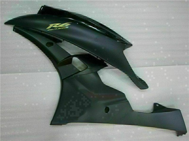 2006-2007 Yamaha YZF R6 Motorcycle Fairings - Glossy Black Matte Black Gold Decals