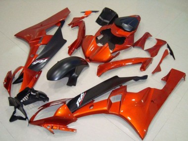 2006-2007 Yamaha YZF R6 Motorcycle Fairing Kits - Orange Matte Black