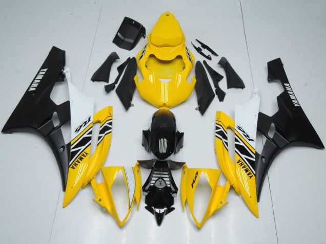 2006-2007 Yamaha YZF R6 Motorcycle Fairings - Yellow White Black OEM Style