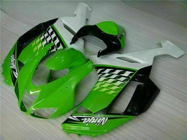 2007-2008 Kawasaki ZX6R Motorcycle Fairings - Green White Ninja